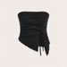 Women's Clothing Summer New Style Drawstring Slit Irregular Waffle Slim Fit Tube Top Vest Top_ecoleips.com