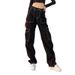 Women's Fashion Street Style Multi-Pocket Cargo Straight Leg High Waist Slimming Loose Khaki Jeans_ecoleips.com