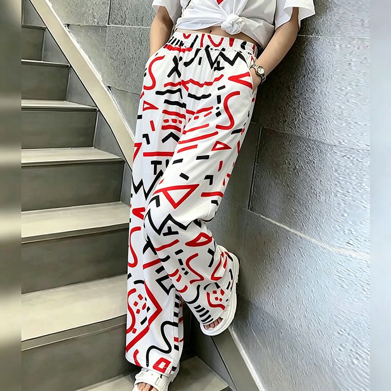 Women's Versatile Slimming Digitally Printed Straight Leg Casual Trousers Fashionable Comfortable Heavy Duty Style for Men Couple Style New Summer_ecoleips.com