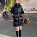 "Black & Gold Mid-Length Down Coat For Women & Men - Windproof Winter Jacket With Detachable Hood, Ultra-Warm Duck Down Slimming Silhouette_ecoleips.com