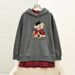 Women's Fleece Lined Hooded Sweatshirt Christmas Cartoon Plaid Print College Style Autumn Winter New 2025 YTMH254CL1B_ecoleips.com