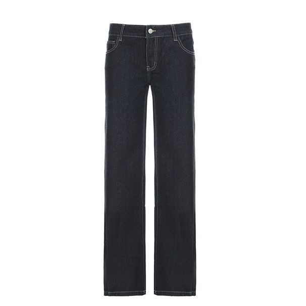 Retro Style Slim Fit Flared Jeans Low Rise Distressed Denim With Letter Embroidery For Women Versatile Commuter Trousers_ecoleips.com