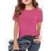 Women's Clothing Children's Long Sleeve Ribbed T-Shirt For Girls Elastic Round Neck Slim Fit Casual Basic Style_ecoleips.com