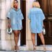 Women's Summer Casual Loose Short Sleeve Denim Shirt Street Style Inspired Cardigan Top_ecoleips.com