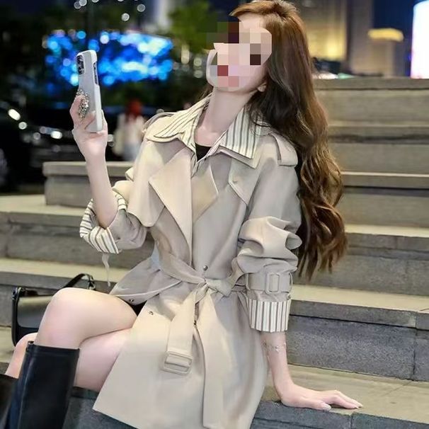 ng2510292 Korean-style Loose Casual For Petite Women, 2025 New Spring Model, Slimming Design, Autumn Trench Coat_ecoleips.com