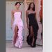 Women's Clothing style summer new hot products tube top wood ear edge solid color side slit temperament dress_ecoleips.com