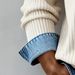Denim Collar Knit Sweater - Fake Two-Piece V-Neck Ribbed Long Sleeve Casual Top For Women_ecoleips.com