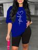Summer Women's Casual Fashion Heart-shaped Letter Pattern Printed Loose T-shirt Shorts Two-piece Set Set Summer Sportswear Suitable For Daily Wear-189_ecoleips.com