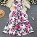 "Retro-Inspired Slim Fit Dress With Waist Cincher & Puffy Hem – Women's Sleeveless Printed A-Line Dress (Multiple Patterns, S-XXL)"_ecoleips.com