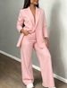 Women's Clothing Elegant Solid Color Women's Suit With Split Sleeve Lapel And Pockets Paired With Straight Pants Casual Fashion Polyester Thin Summer_ecoleips.com