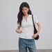 V-neck Polo Shirt With A New Stylish Design, Slimming Solid Color Women's T-shirt, Casual Fashionable, Versatile And_ecoleips.com