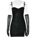 Women Shiny Silver‑Tone Mesh Mini Dress With Spaghetti Straps, Long Sleeves & Backless Cut_ecoleips.com