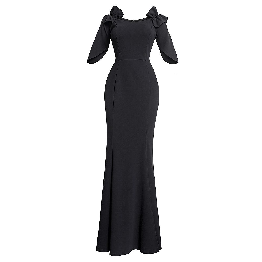 women's banquet evening dress elegant long one-shoulder fishtail host dress long dress_ecoleips.com