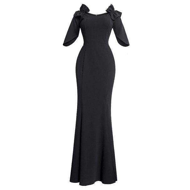 women's banquet evening dress elegant long one-shoulder fishtail host dress long dress_ecoleips.com