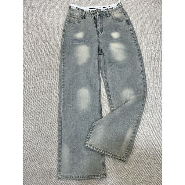 Retro Washed Distressed Baggy Denim Jeans, Loose Wide Leg Pants With Frayed Rips For Men & Women, Casual Streetwear_ecoleips.com