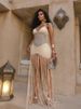 K Fashion Suspender Mesh Waist Revealing Sexy Pleated Bag Hip Fringe Dress_ecoleips.com