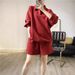 Retro Style Women's Two Piece Set Loose Embroidered Polo Collar Sweatshirt Casual Sporty Fashionable Versatile Early Autumn Suitable_ecoleips.com