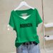 Women's Floral Lace Print V-Neck Short Sleeve T-Shirt 100% Cotton Loose Fit Casual Breathable Top_ecoleips.com