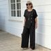 2026 Women's Summer 2-Piece Set European American Style Cross-Over Striped Short Sleeve Shirt Loose Trousers Outfit_ecoleips.com