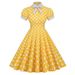 Vintage 50s Hepburn Style Polka Dot Bridesmaid Dress Contrasting Shirt Collar Retro Big Swing Slim Fit for Women_ecoleips.com