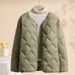 Ultra-Light Cloud Down Jacket For Women - Short Puffer Coat With U-Neck, Slim Fit, Casual Outerwear (Black, Dark Green, Light Beige, Khaki)_ecoleips.com