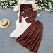 Women’S 3-Piece Set – Sleeveless Vest, Long-Sleeve Knit Cardigan & Midi Skirt, Metal Buttons, Slim Fit (Orange-Red, Rose, Beige, Blue, Brown, Black)_ecoleips.com