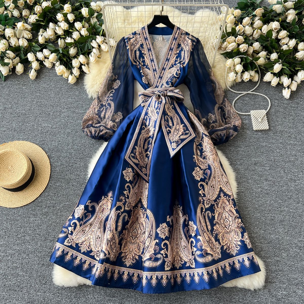 Elegant Evening Party Wrap Dress for Women Versatile Formal Occasions Daily Wear with Waist Tie_ecoleips.com