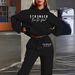 Women's Fleece Sweatshirt Set Letter Print European American Style Autumn Winter_ecoleips.com