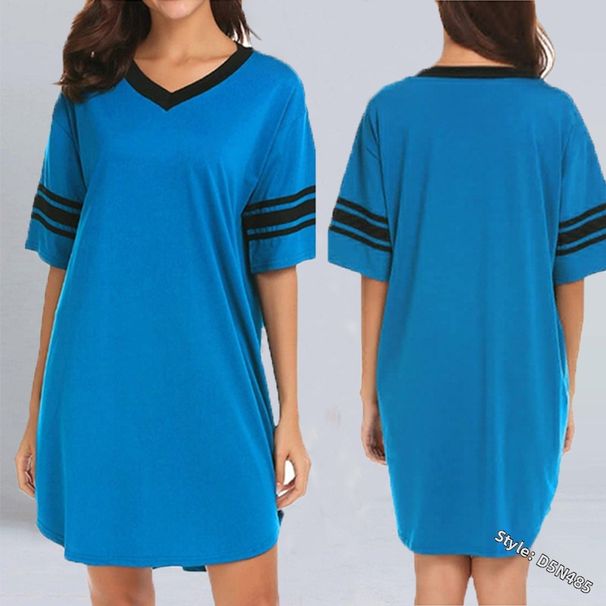 Color Blocked Loungewear V Neck Long T-Shirt Youth Casual Unisex Irregular Hem_ecoleips.com