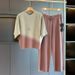 Cross Border 2026 New Summer Ice Silk Knitted Set For Women, Loose Fit, Wide Leg Pants, Two Piece Set_ecoleips.com