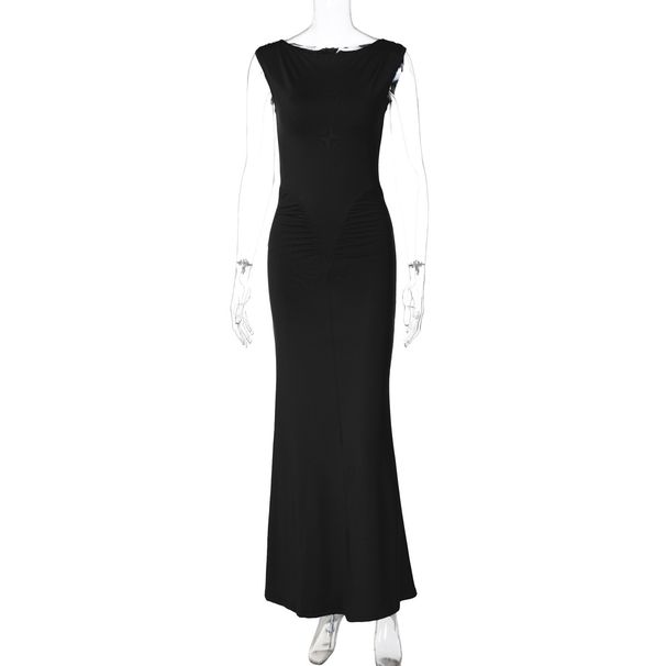 Best-Selling Women's Clothing 2026 Spring New Fashionab Slim-Fit Pated Solid Color Short-Seve Dress_ecoleips.com