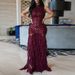 Elegant Party Slim Fit Solid Color Dress Sequin Patchwork Sleeveless Evening Gown Fashion Ruffle Design Hem Women's Long Dresses_ecoleips.com