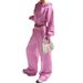 Fleece-Lined Hooded Zip-Up Tracksuit Set – Cropped Jacket & Elastic Waist Wide-Leg Pants (Athleisure, Polyester Thermal, Streetwear Unisex Fit)_ecoleips.com