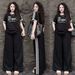 Women's Clothing American Retro Fashion Women's Two Piece Set Printed Short Sleeve Top With Wide Leg Pants Loose Fit Summer Outfit_ecoleips.com