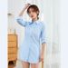 White Shirt Women's Medium And Long Sleeves Loose Boyfriend Style Pajamas Sunscreen Plus Size Top_ecoleips.com