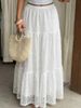 Holiday Style Women's Lace Cake Skirt, Thin And Elegant, Solid Color, High Waist And Long, Traveling_ecoleips.com