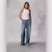Cross-Border Foreign Trade Retro Mid-Waist Women's Jeans Floor-Length Washed Loose Wide-Leg Plus Size Straight_ecoleips.com