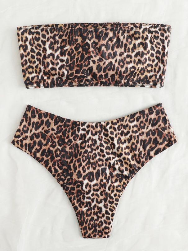 Women's Clothing new ins sexy high waist split tube top spot bikini swimsuit_ecoleips.com