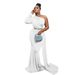Verve K10374 Fashion Women's Long Skirt Asymmetric Neck Patch Dress_ecoleips.com