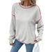 Women's Clothing Autumn New Autumn And Winter New Pullover Round Neck Contrast Color Loose Sweater For Women_ecoleips.com