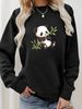 Cute Animal Print Cotton Sweatshirt For Girls - Soft Round Neck Pullover With Cartoon Panda Graphic, Oversized Streetwear Spring Fashion Top_ecoleips.com