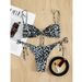 Women's Clothing Split Bikini Pleated Edge Leopard Print Sexy Belly Covering Split Swimsuit_ecoleips.com