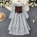 Tiered Ruffle Dress – Floral Print Wrap Design With Puff Sleeves (One-Size Fits Most) 3d Floral Depth_ecoleips.com