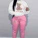 Women's Aesthetic Two Piece Set Letter Print Bear Design Hoodie And Sweatpants Sportswear Casual Comfortable Track Suit_ecoleips.com