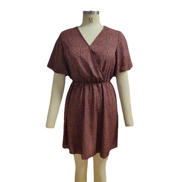 2024 Europe And The United States Spring And Summer New Women's Dress Print V-neck Short-sleeved Casual Loose Dress Women_ecoleips.com