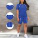 Women's Short Sleeve Round Neck Top & Shorts 2-Piece Set | Casual Summer Outfit | Lounge And Beach Coordinated Ensemble_ecoleips.com