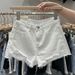 Light Color Ins Style Girl Denim Shorts Women Thin Summer Loose Plus Size Fat Mm Frayed Wide Leg A-Line Hot Pants_ecoleips.com