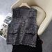 Women's Stylish Fringe Vest Sleeveless Cardigan – Lightweight Layered Top For Spring & Autumn, Black One Size_ecoleips.com