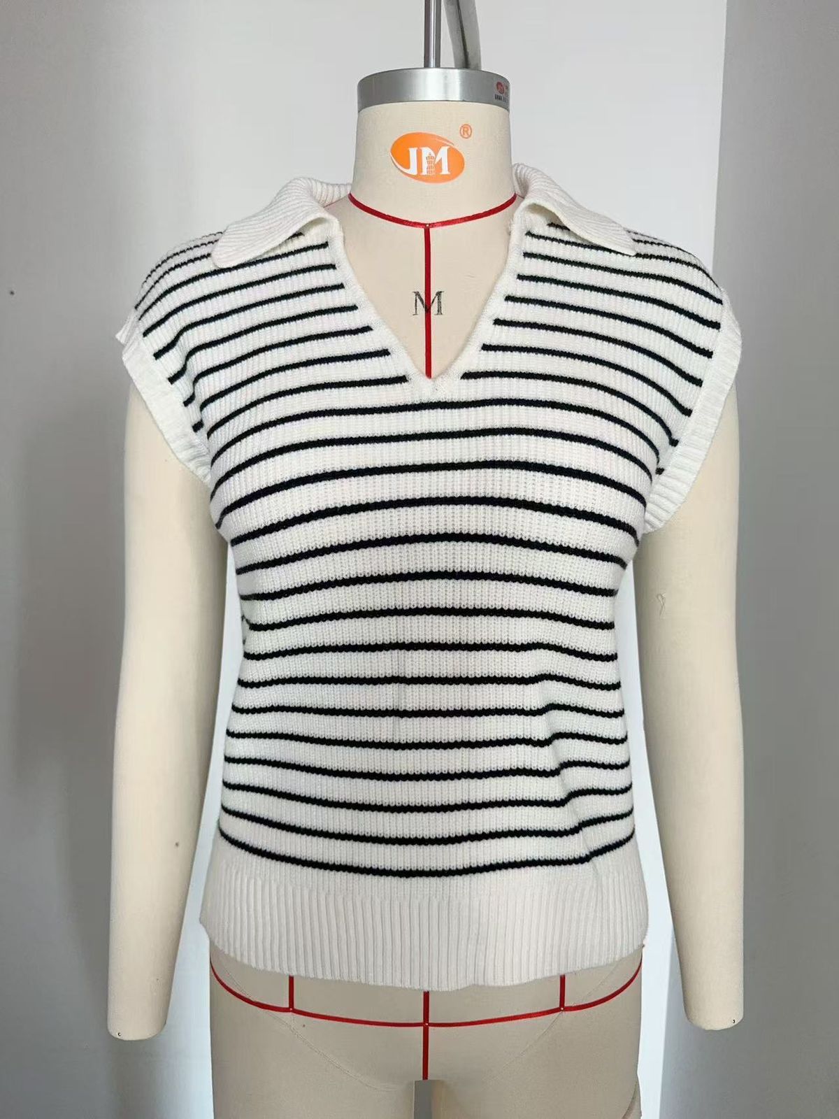K Women's New V-neck Sweater; Casual Striped Cardigan_ecoleips.com
