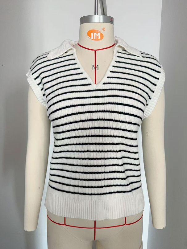 K Women's New V-neck Sweater; Casual Striped Cardigan_ecoleips.com